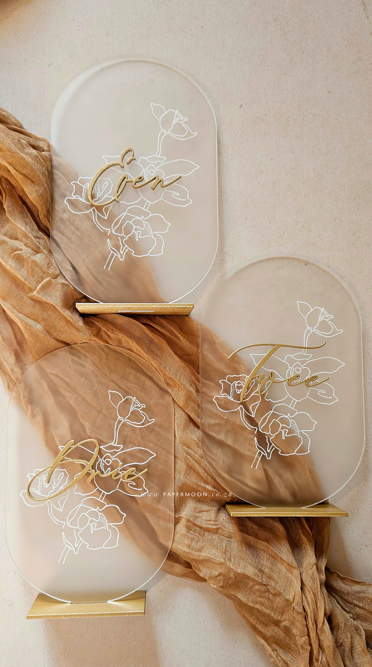 Golden Floral Pill Shape Table Number - Image 9