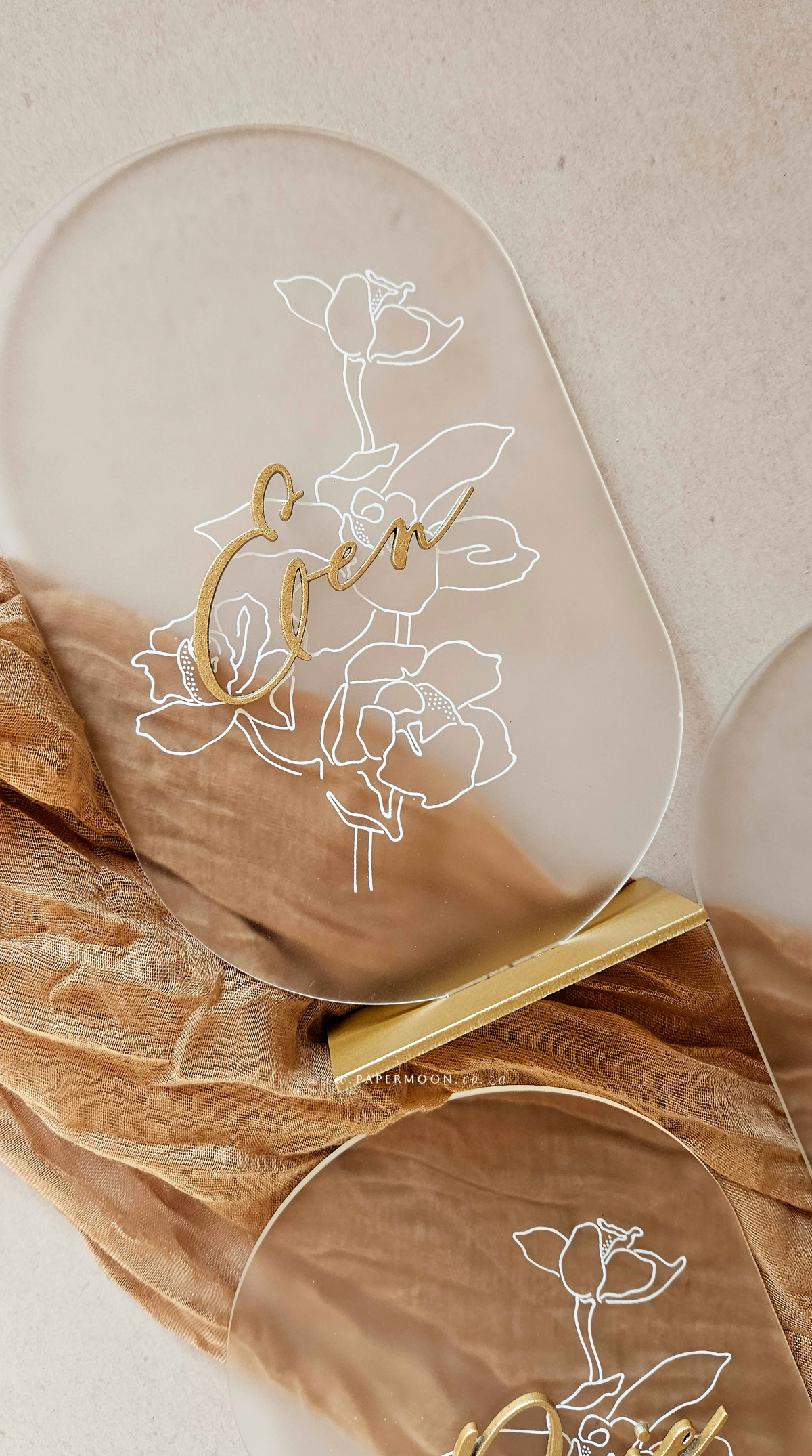 Golden Floral Pill Shape Table Number - Image 8