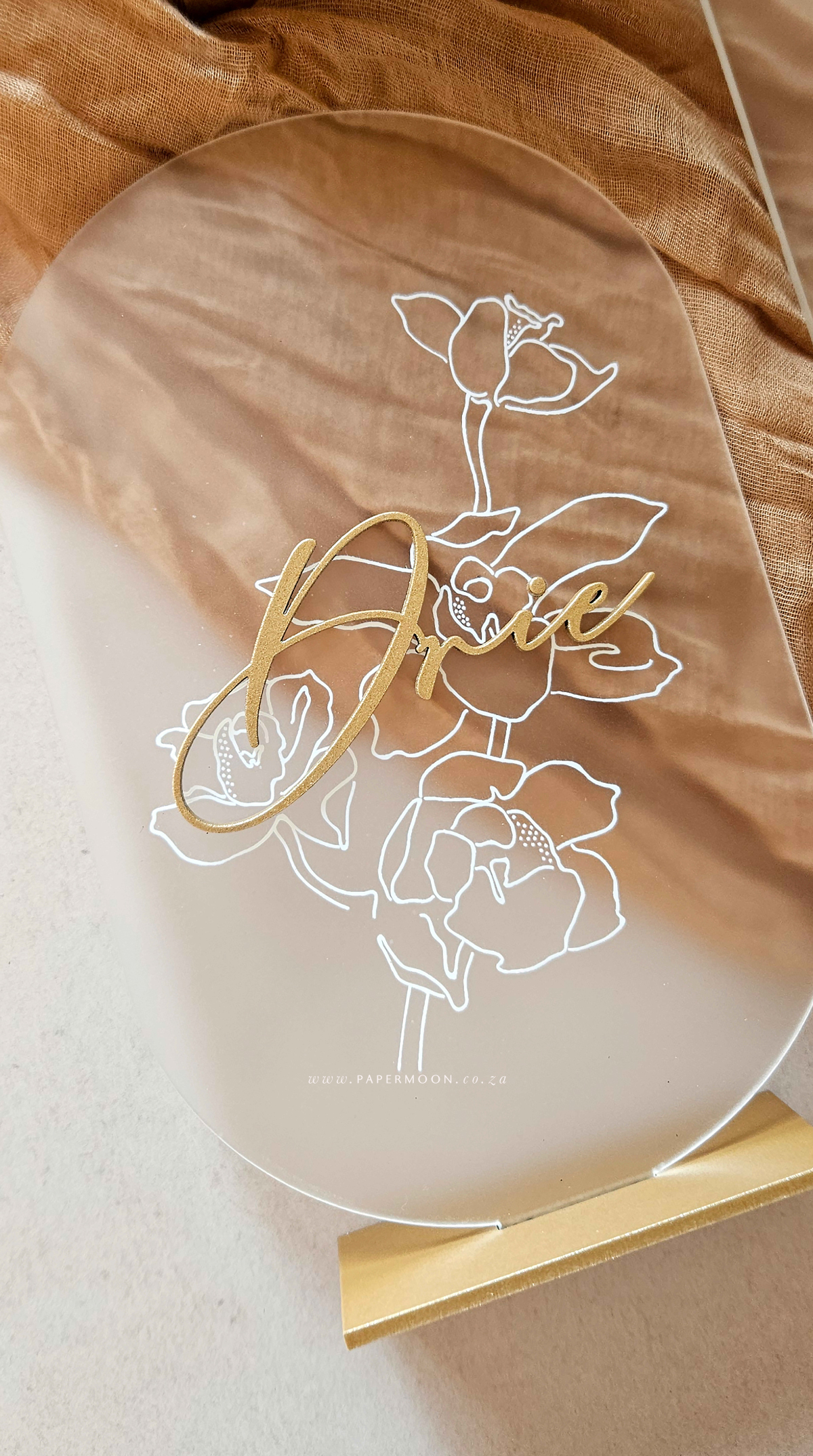 Golden Floral Pill Shape Table Number - Image 4