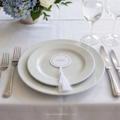 Round Textured Tassel Place Card